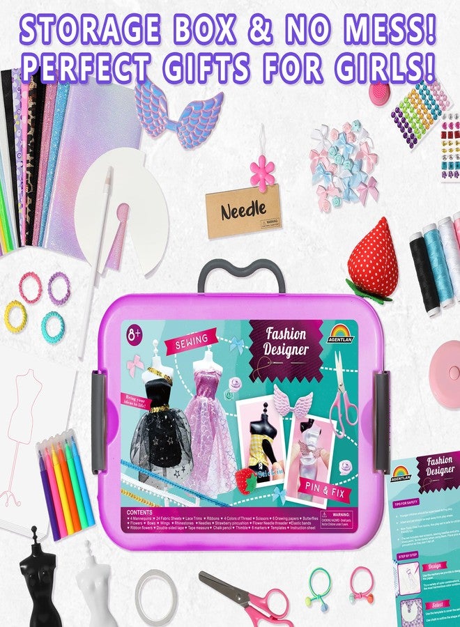 AGENTLAN 900+ Fashion Designer Kits for Girls with Mannequins-Kids Sewing Kits，Girls Fashion Design Gift，Arts and Crafts Kit，Girl Craft Activities Age 6 7 8 9 10 11 12 - Image 3
